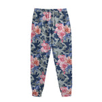 Pink Rose Flower Camouflage Print Sweatpants
