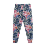 Pink Rose Flower Camouflage Print Sweatpants