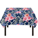 Pink Rose Flower Camouflage Print Tablecloth