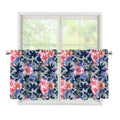 Pink Rose Flower Camouflage Print Tier Curtains