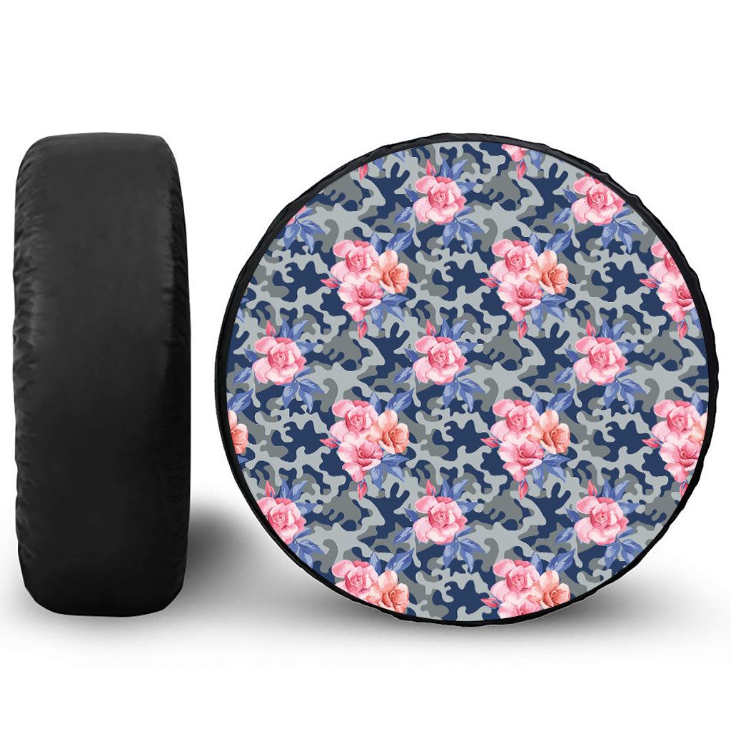 Pink Rose Flower Camouflage Print Tire Cover