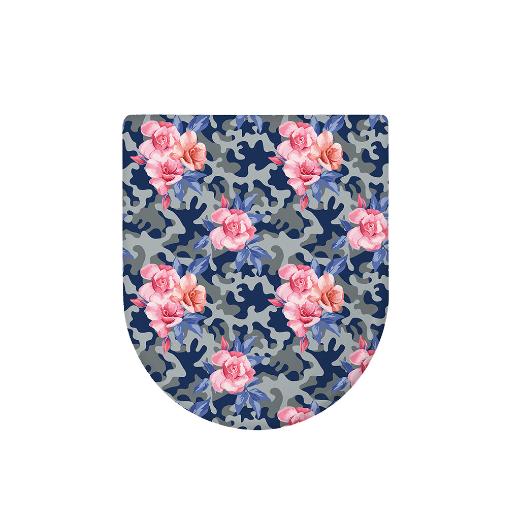 Pink Rose Flower Camouflage Print Toilet Lid Cover