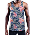 Pink Rose Flower Camouflage Print Men's Workout Tank Top