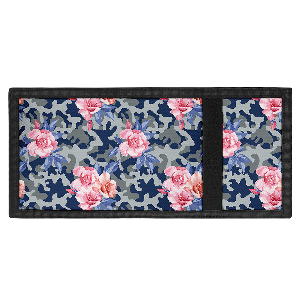 Pink Rose Flower Camouflage Print Trifold Wallet