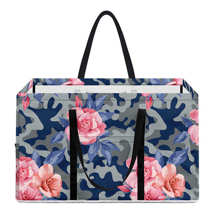 Pink Rose Flower Camouflage Print Utility Tote Bag