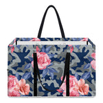 Pink Rose Flower Camouflage Print Utility Tote Bag