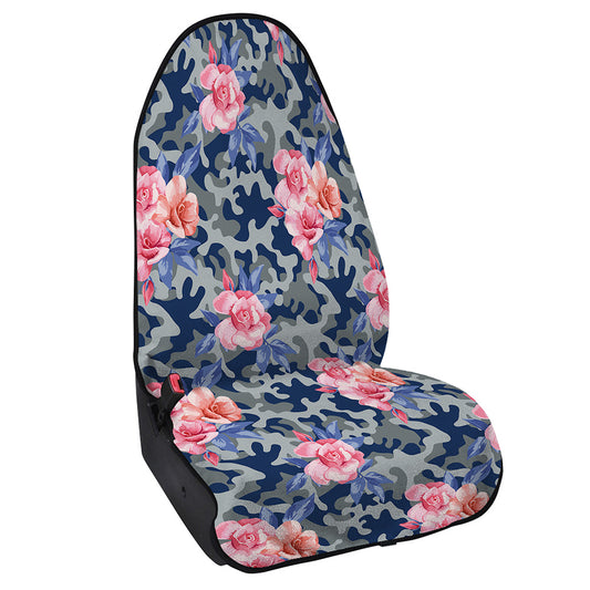 Pink Rose Flower Camouflage Print Waterproof Car Seat Cover