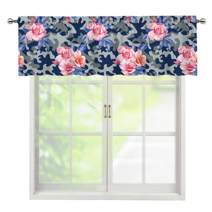 Pink Rose Flower Camouflage Print Window Valance
