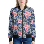Pink Rose Flower Camouflage Print Women's Bomber Jacket