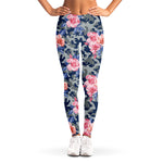 Pink Rose Flower Camouflage Print Women's Leggings