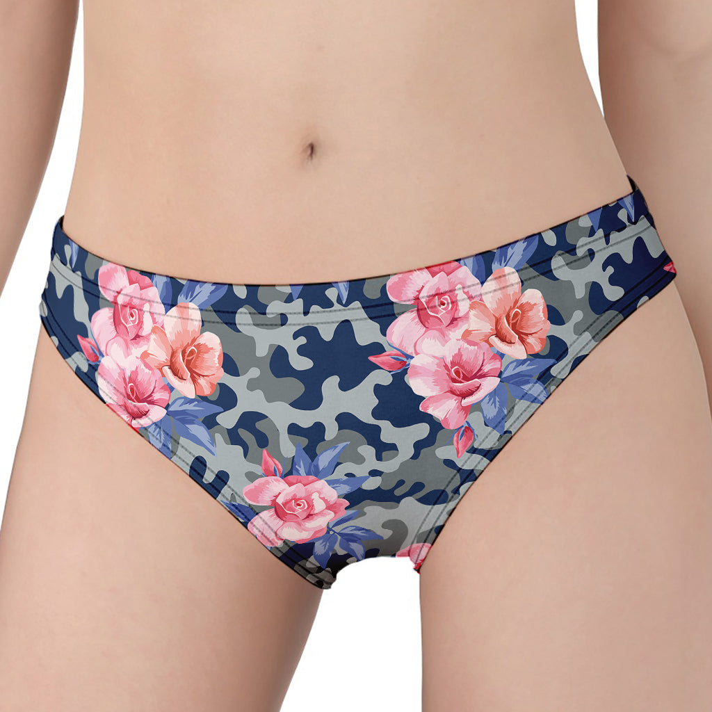 Pink Rose Flower Camouflage Print Women's Panties