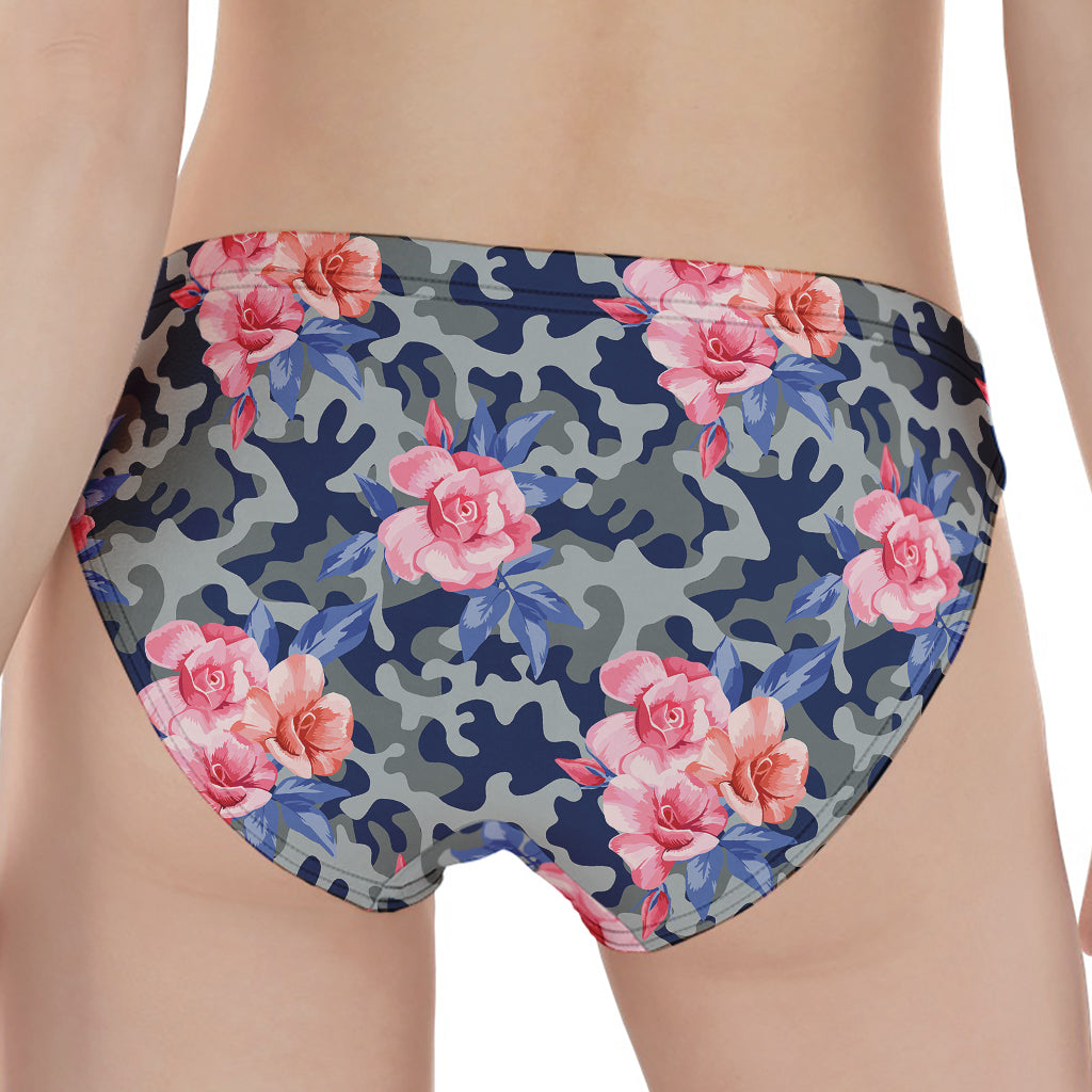 Pink Rose Flower Camouflage Print Women's Panties