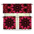 Pink Rose Kaleidoscope Print 3 Piece Kitchen Curtains