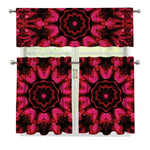 Pink Rose Kaleidoscope Print 3 Piece Kitchen Curtains