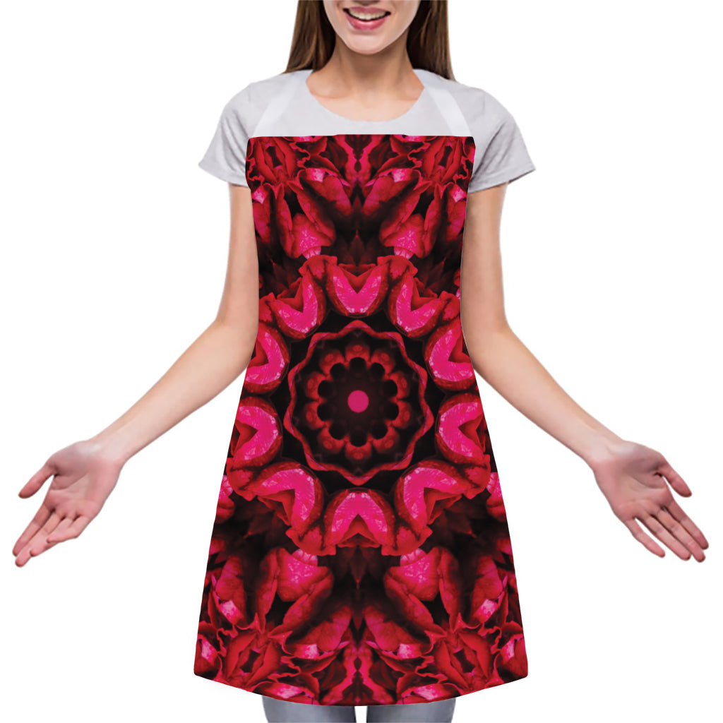 Pink Rose Kaleidoscope Print Adjustable Apron