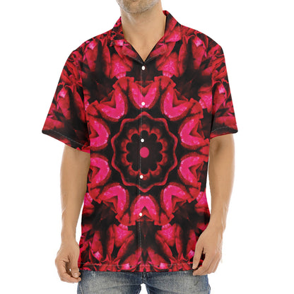 Pink Rose Kaleidoscope Print Aloha Shirt