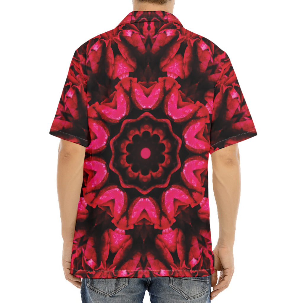 Pink Rose Kaleidoscope Print Aloha Shirt
