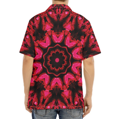 Pink Rose Kaleidoscope Print Aloha Shirt