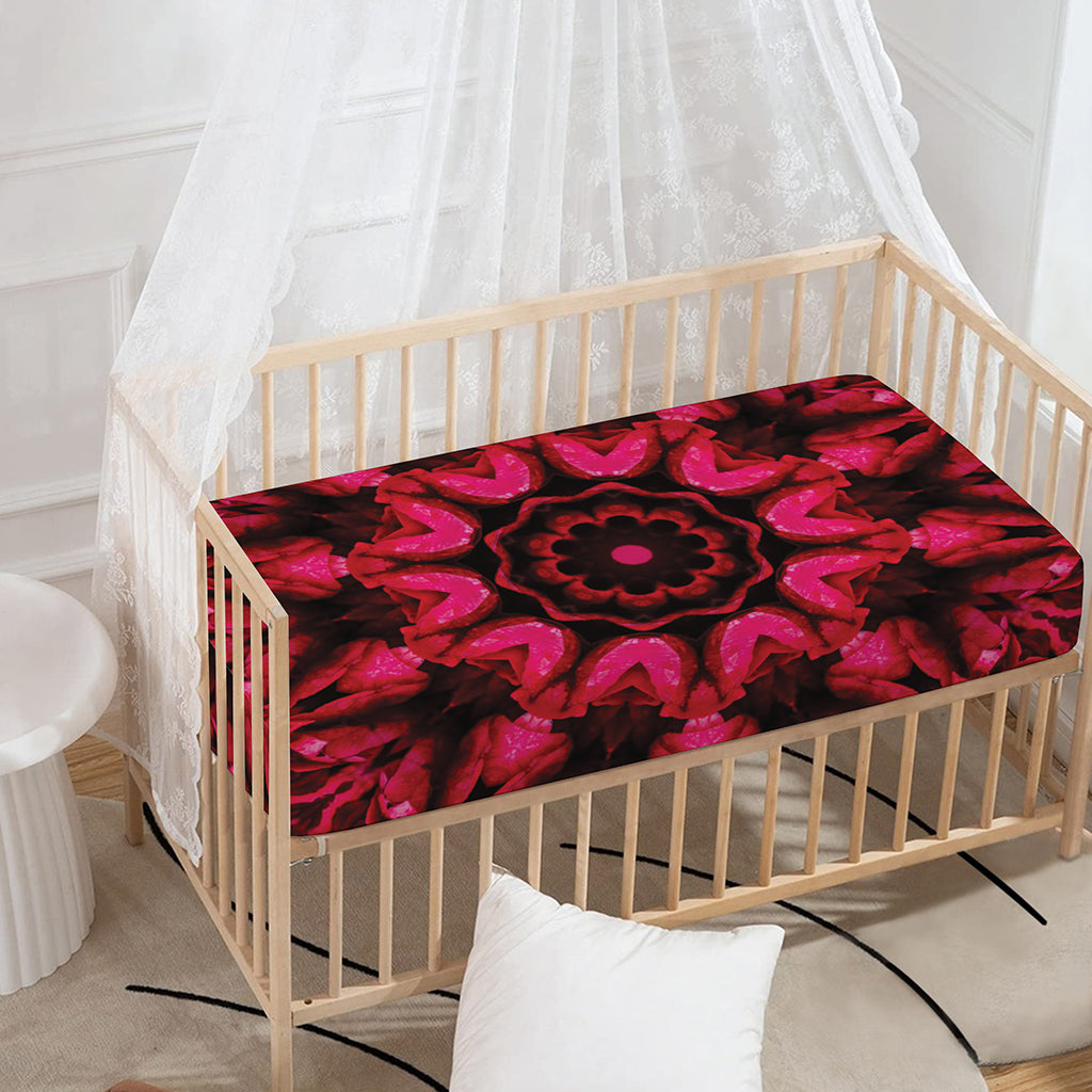 Pink Rose Kaleidoscope Print Baby Crib Sheet