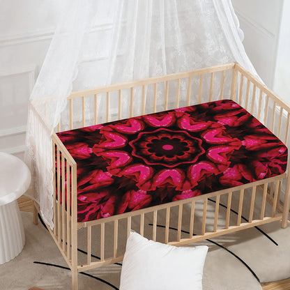 Pink Rose Kaleidoscope Print Baby Crib Sheet