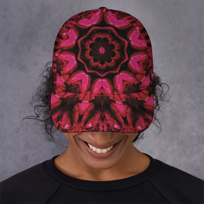 Pink Rose Kaleidoscope Print Baseball Cap