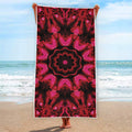 Pink Rose Kaleidoscope Print Beach Towel
