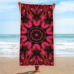 Pink Rose Kaleidoscope Print Beach Towel