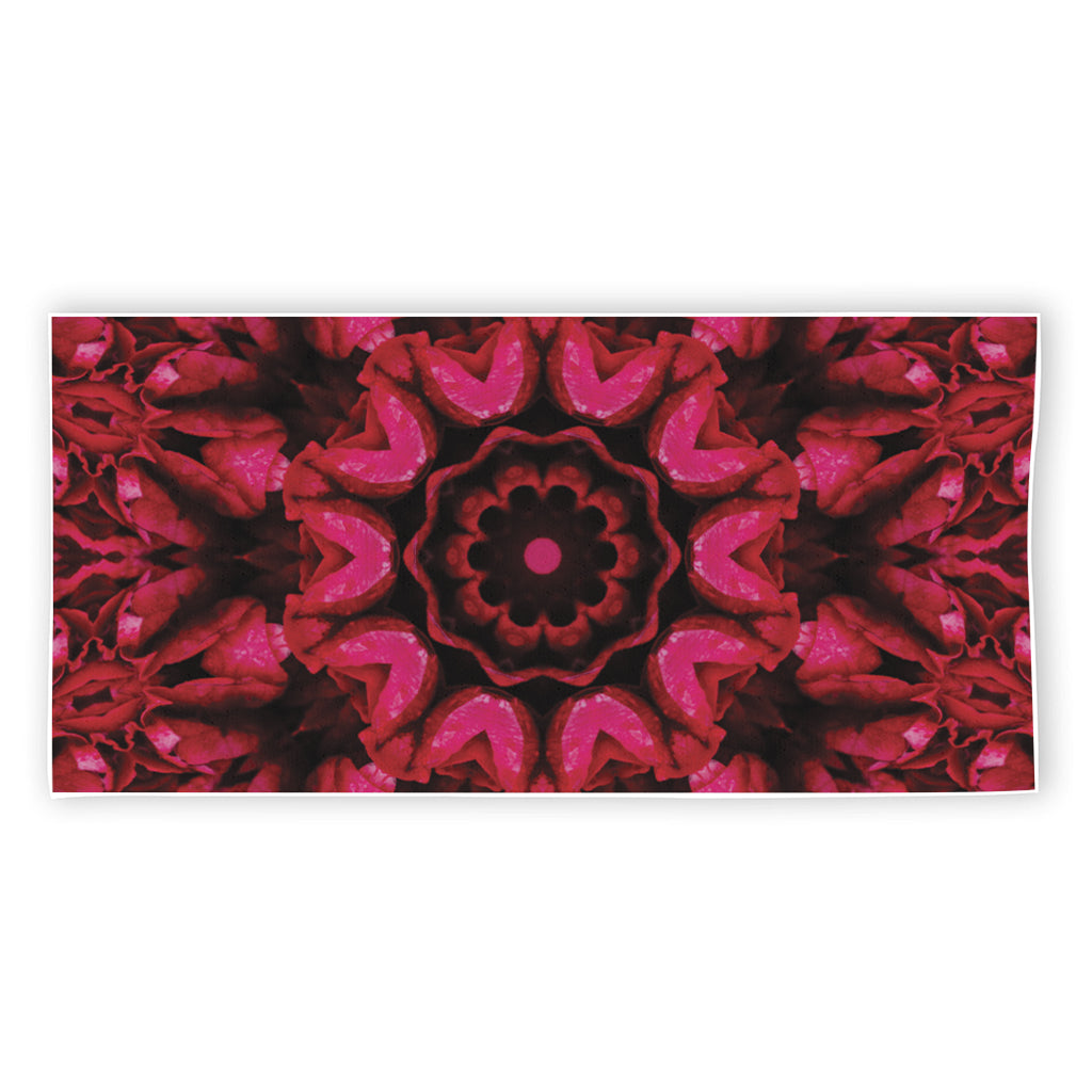 Pink Rose Kaleidoscope Print Beach Towel