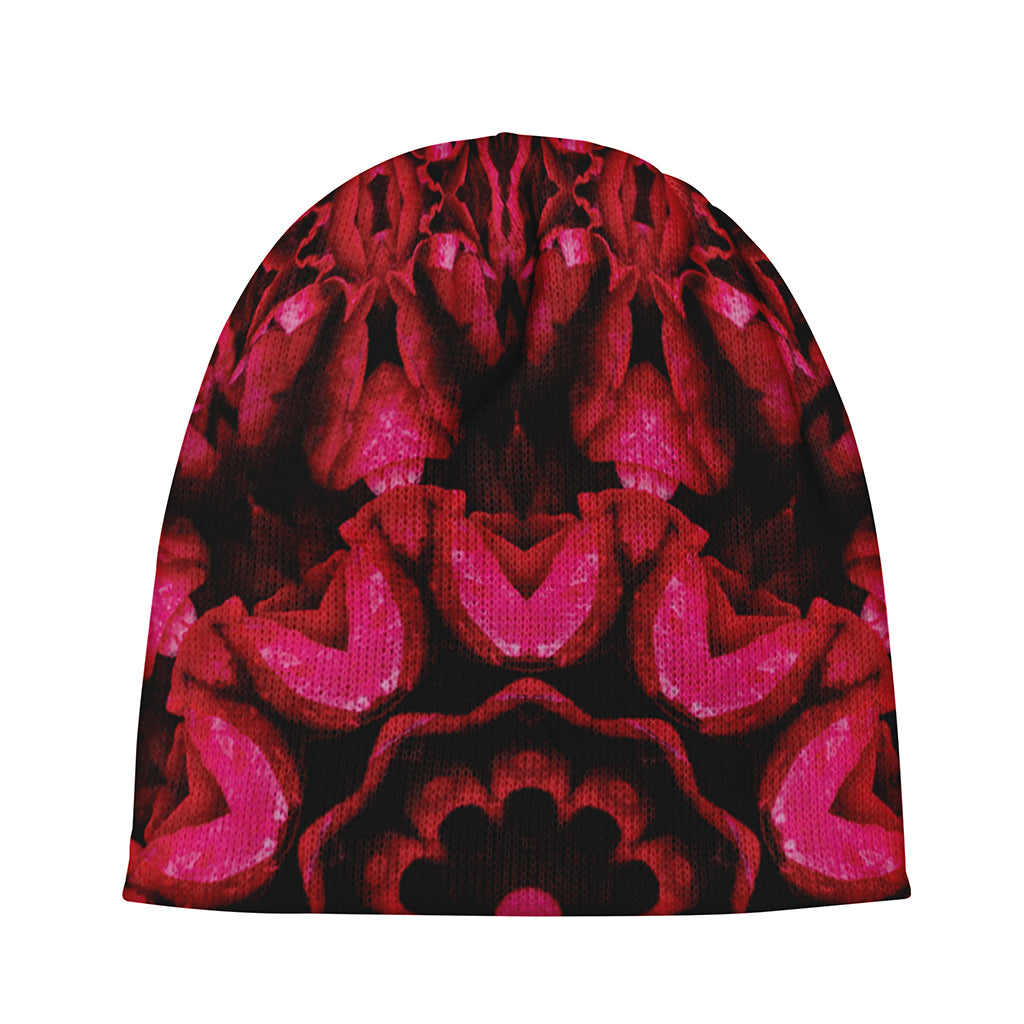 Pink Rose Kaleidoscope Print Beanie