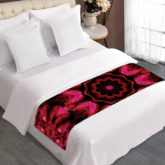 Pink Rose Kaleidoscope Print Bed Runner
