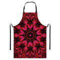 Pink Rose Kaleidoscope Print Bib Apron With Pocket