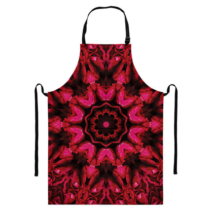 Pink Rose Kaleidoscope Print Bib Apron With Pocket