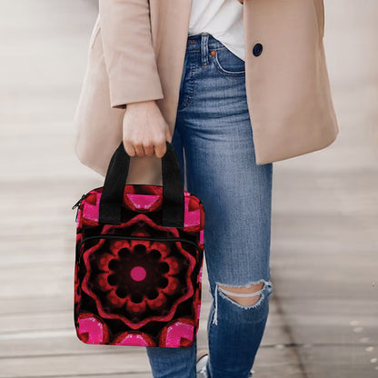Pink Rose Kaleidoscope Print Bible Tote Bag