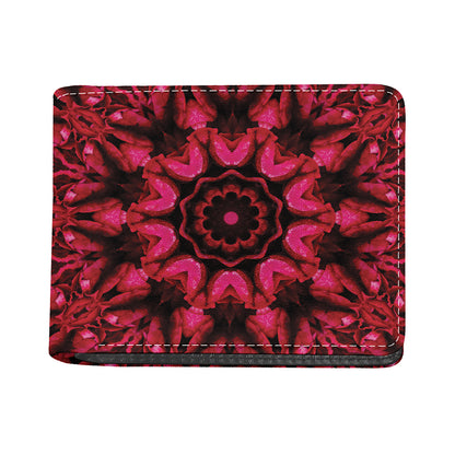 Pink Rose Kaleidoscope Print Bifold Wallet