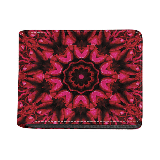 Pink Rose Kaleidoscope Print Bifold Wallet