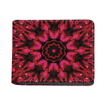 Pink Rose Kaleidoscope Print Bifold Wallet