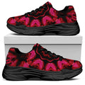 Pink Rose Kaleidoscope Print Black Chunky Shoes