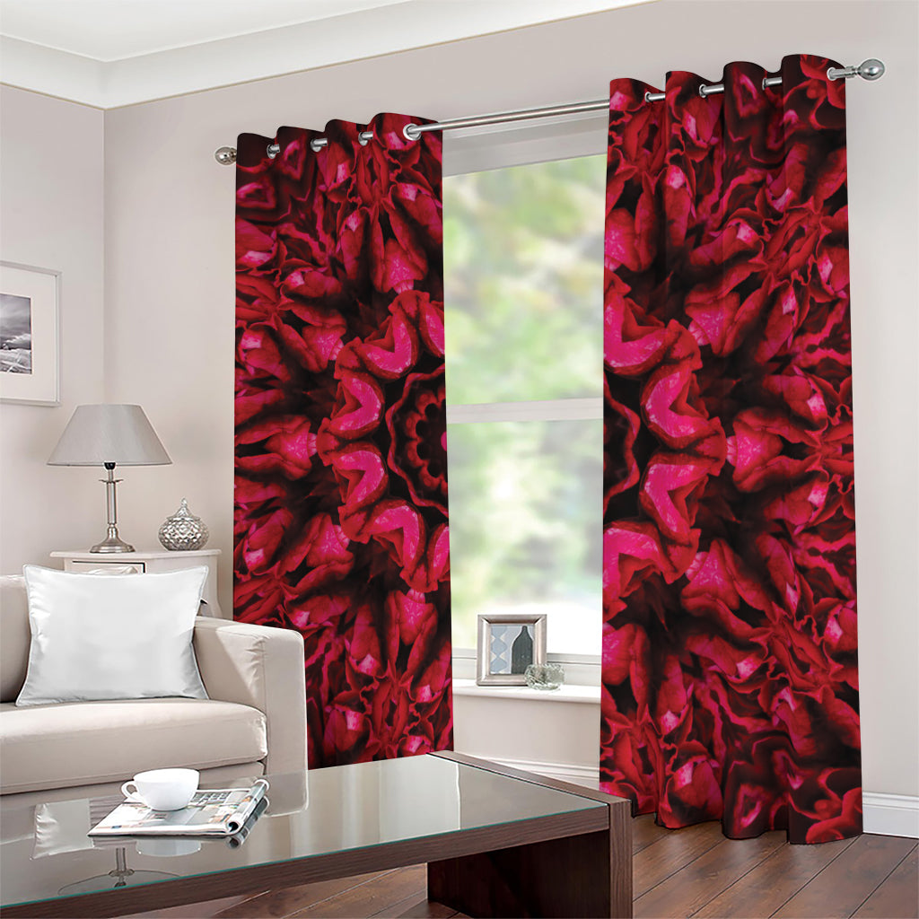 Pink Rose Kaleidoscope Print Blackout Grommet Curtains