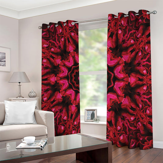 Pink Rose Kaleidoscope Print Blackout Grommet Curtains
