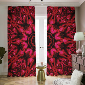 Pink Rose Kaleidoscope Print Blackout Pencil Pleat Curtains