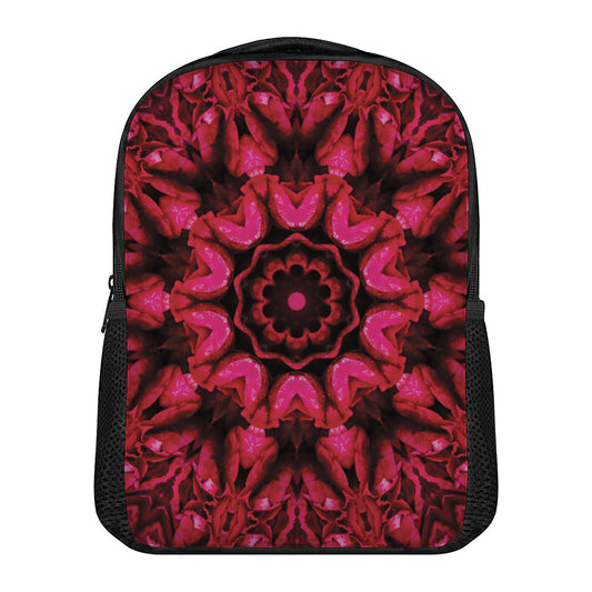 Pink Rose Kaleidoscope Print Casual Backpack