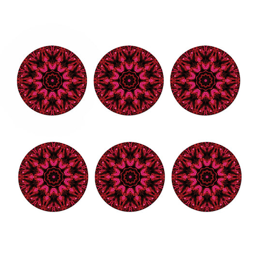 Pink Rose Kaleidoscope Print Coaster Set