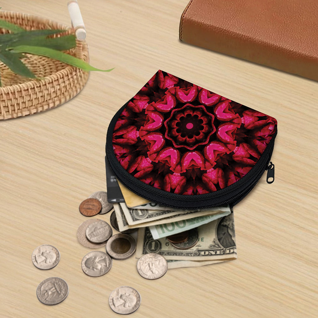 Pink Rose Kaleidoscope Print Coin Purse