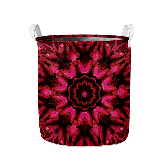 Pink Rose Kaleidoscope Print Collapsible Laundry Basket