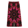 Pink Rose Kaleidoscope Print Cotton Front Slit Maxi Skirt