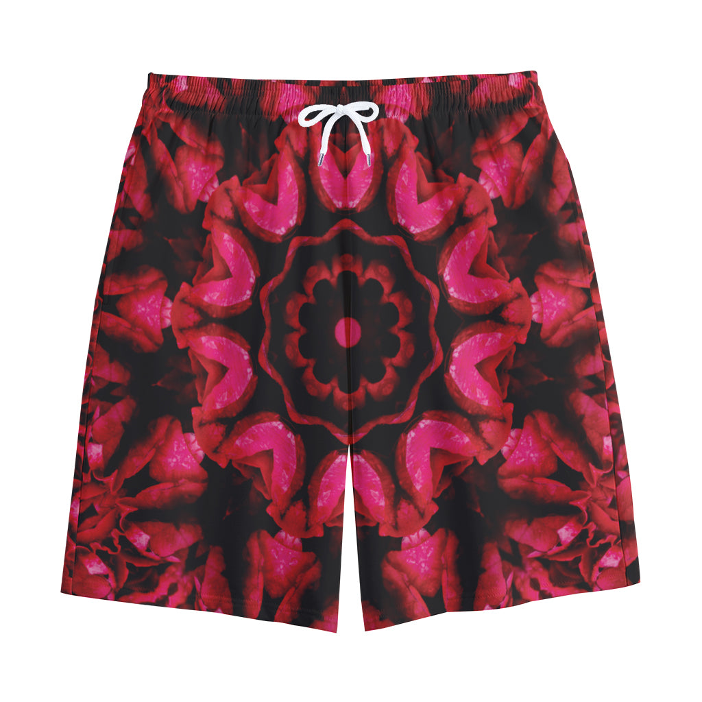 Pink Rose Kaleidoscope Print Cotton Shorts