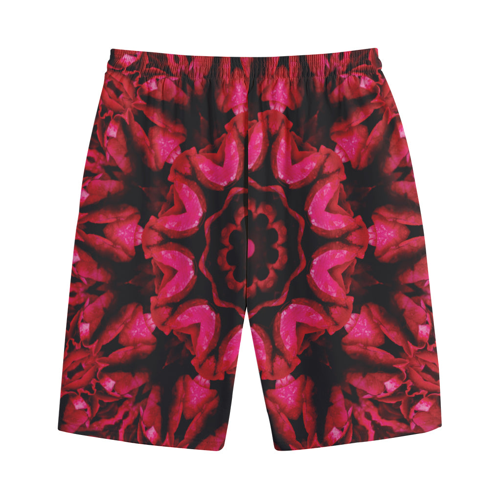 Pink Rose Kaleidoscope Print Cotton Shorts