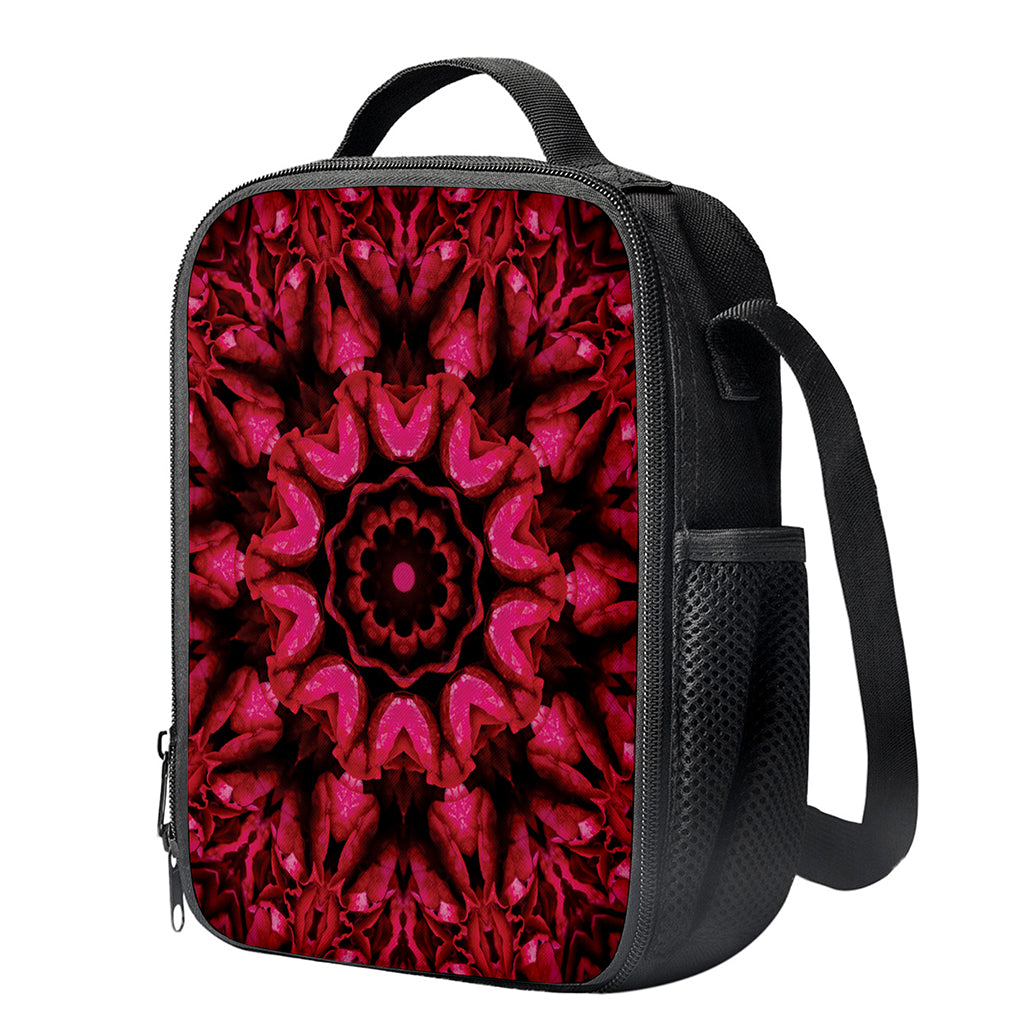 Pink Rose Kaleidoscope Print Crossbody Lunch Bag