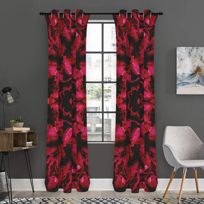 Pink Rose Kaleidoscope Print Curtain