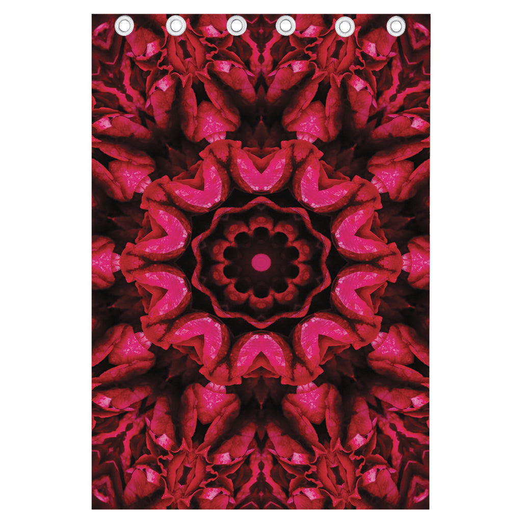 Pink Rose Kaleidoscope Print Curtain